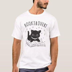 Booktrovert cat with book and stars T-Shirt