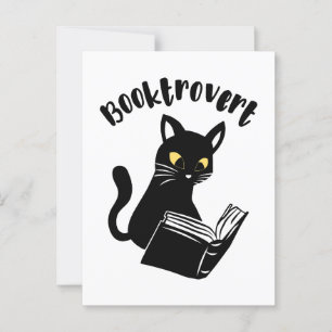 Booktrovert cat with book postcard