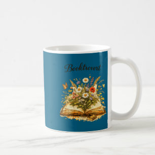 Booktrovert definition vintage book floral design coffee mug