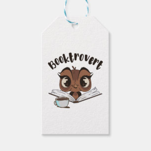 Booktrovert owl with book and coffee gift tags