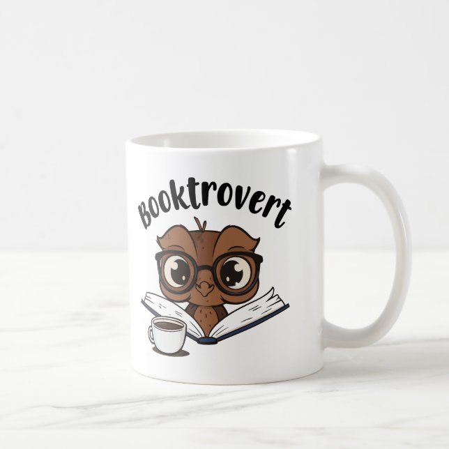 Booktrovert owl with book and coffee mug (Right)