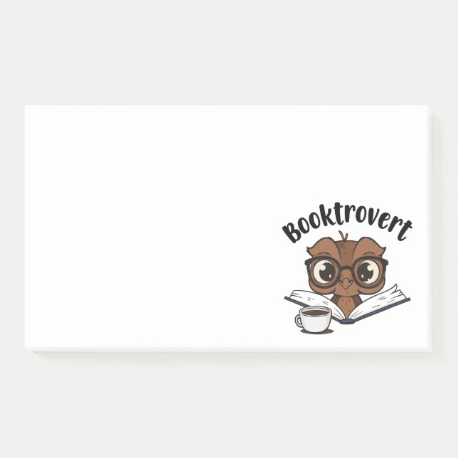 Booktrovert owl with book and coffee post-it notes (Front)