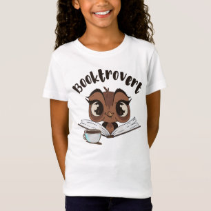 Booktrovert owl with book and coffee T-Shirt
