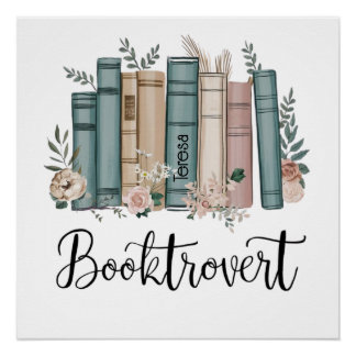 Booktrovert personalised watercolor books on shelf poster