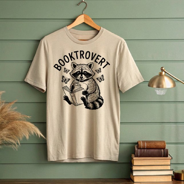 Booktrovert Racoon Reading Drink T-Shirt (Creator Uploaded)