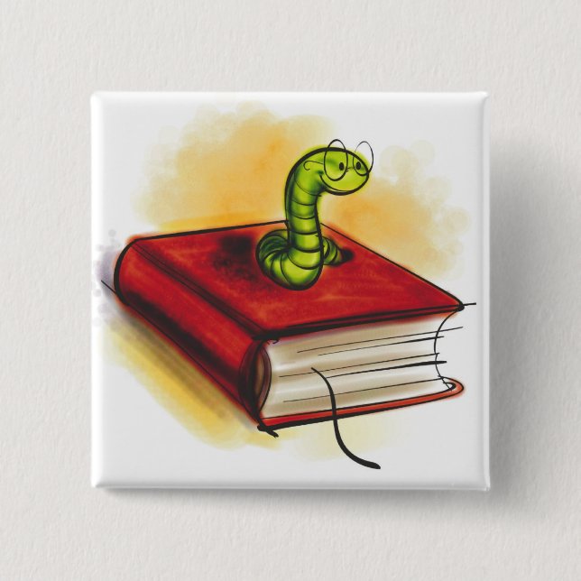 Bookworm 15 Cm Square Badge (Front)