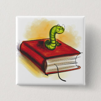 Bookworm 15 Cm Square Badge