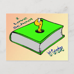 Bookworm 1st Grader - I love School Postcard