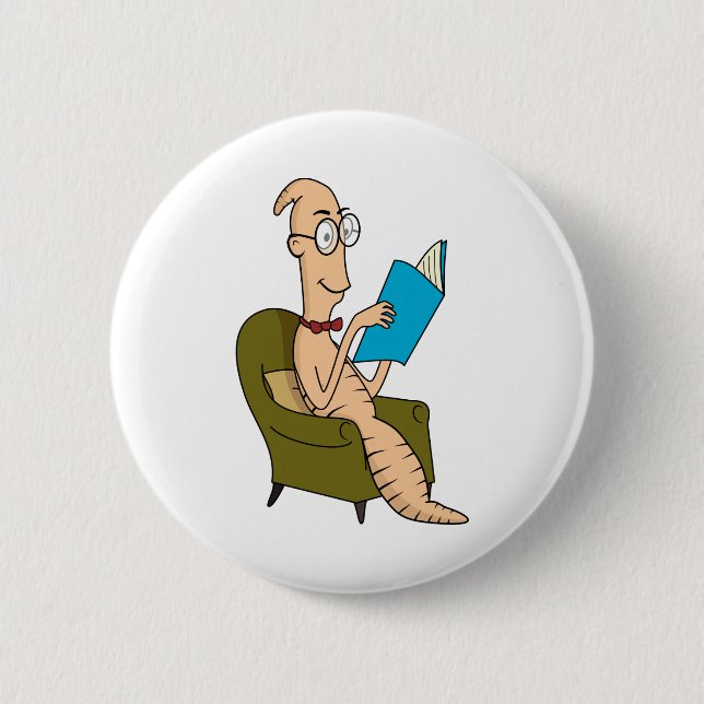 Bookworm 6 Cm Round Badge (Front)