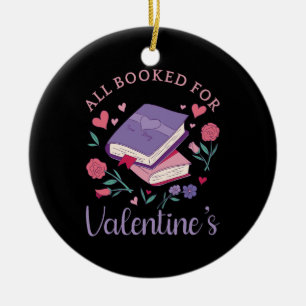 Bookworm - All Booked For Valentine's II Ceramic Tree Decoration