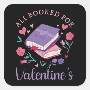 Bookworm - All Booked For Valentine's II Square Sticker