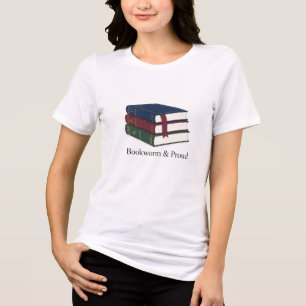 Bookworm and Proud Vintage Stacked Books Reading Tri-Blend Shirt