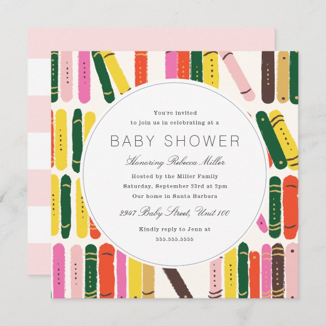 Bookworm Baby Shower Invitation (Front/Back)