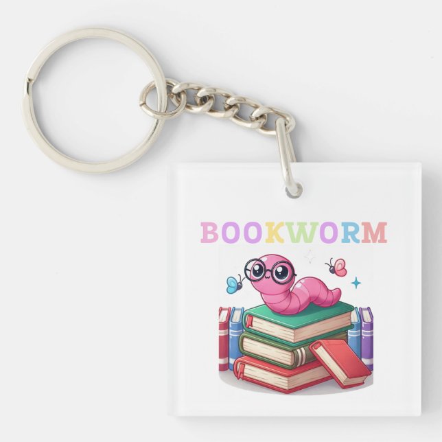 Bookworm Bliss  Key Ring (Front)