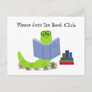 Bookworm - Book Club Invitation Postcard