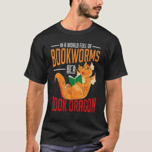 Bookworm Book Dragon Librarian Fantasy Animal Read T-Shirt