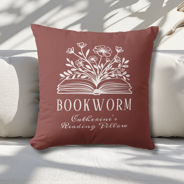 Bookworm Book Lovers Terracotta Custom Cushion (Creator Uploaded)