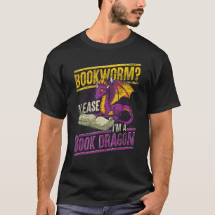 Bookworm Book Reading Fantasy Creature Book Dragon T-Shirt