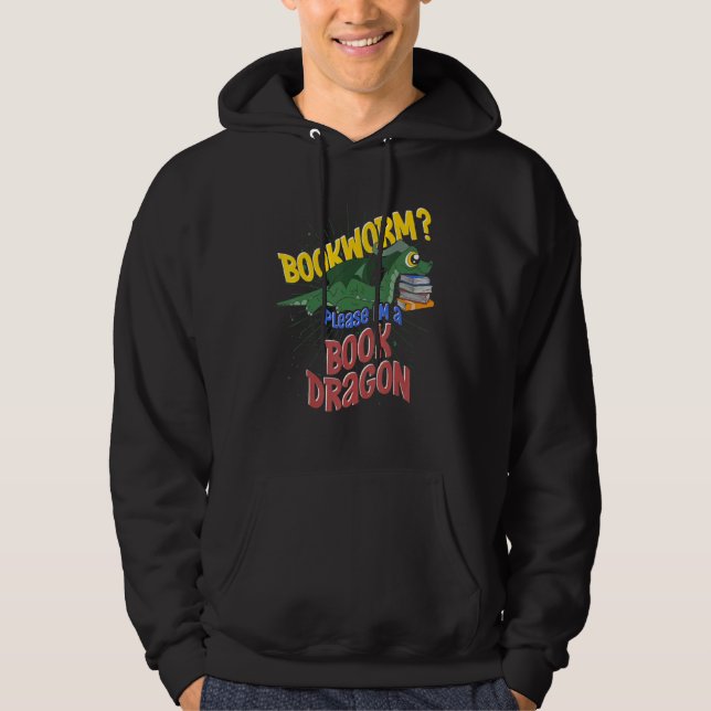 Bookworm Book Reading Mythical Creature Cute Book  Hoodie (Front)