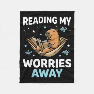 Bookworm capybara book - reading men women kids - fleece blanket