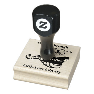 Bookworm Design Wooden Stamp