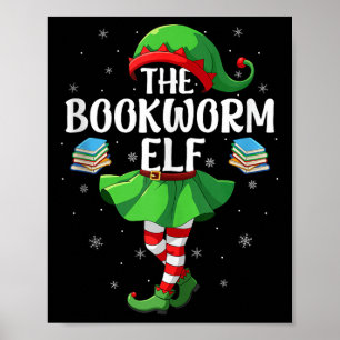 Bookworm Elf Christmas Girls Women Elf Squad Xmas Poster