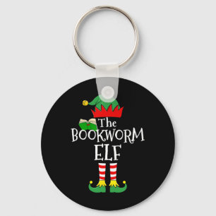 Bookworm Elf Matching Family Group Christmas Party Key Ring