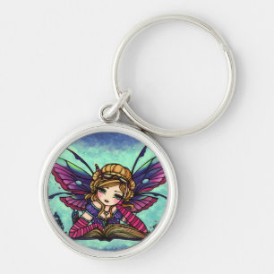 Bookworm Fairy Library Fantasy Art by Hannah Lynn Key Ring