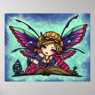Bookworm Fairy Library Fantasy Art by Hannah Lynn Poster