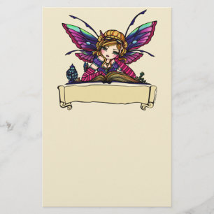 Bookworm Fairy Library Fantasy Art by Hannah Lynn Stationery