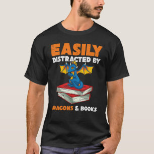 Bookworm Fantasy Animal Reading Retro Book Dragon T-Shirt
