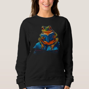 Bookworm  Frog Reading a Book Sweatshirt