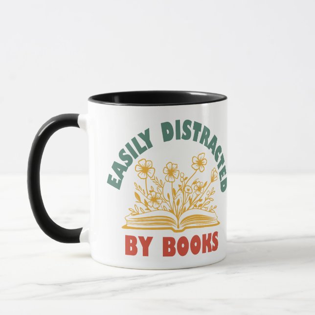 Bookworm Funny Easily Distracted By Books Mug (Left)