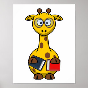 Bookworm Giraffe Art Poster