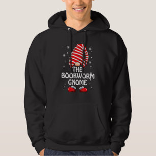 Bookworm Gnome Buffalo Plaid Christmas Matching Fa Hoodie
