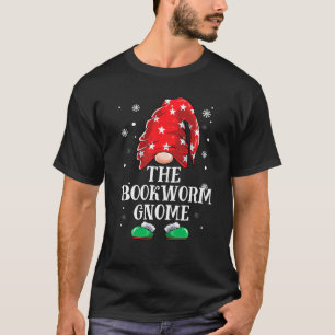 Bookworm Gnome Buffalo Plaid Christmas Matching Fa T-Shirt