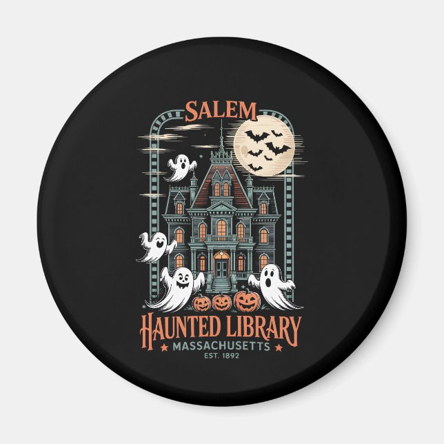 Bookworm Halloween Shirt Haunted Library Magnet (Front)