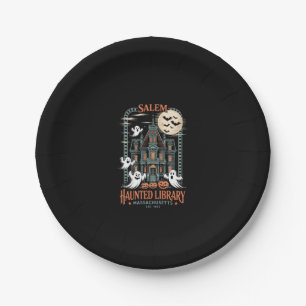 Bookworm Halloween Shirt Haunted Library Paper Plate