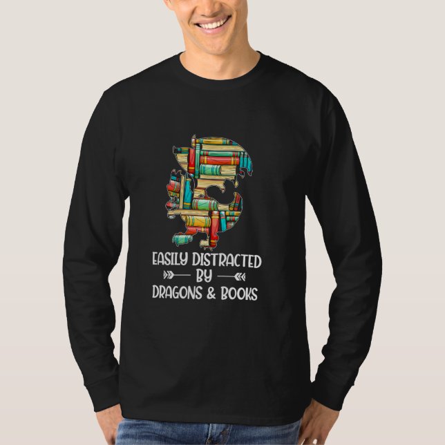 Bookworm Idea Animal Reader Book Dragon T-Shirt (Front)