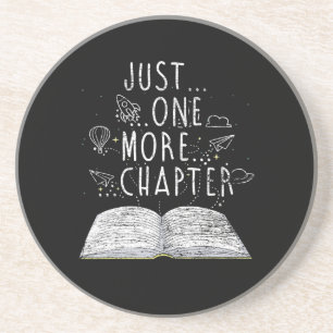 bookworm just one more chapter reading books coaster