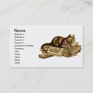 Bookworm Kitty Cat Reading Books Business Card