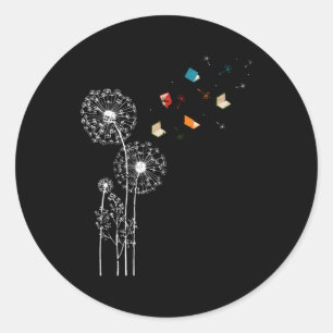 Bookworm Librarian Book Dandelion Reading Classic Round Sticker