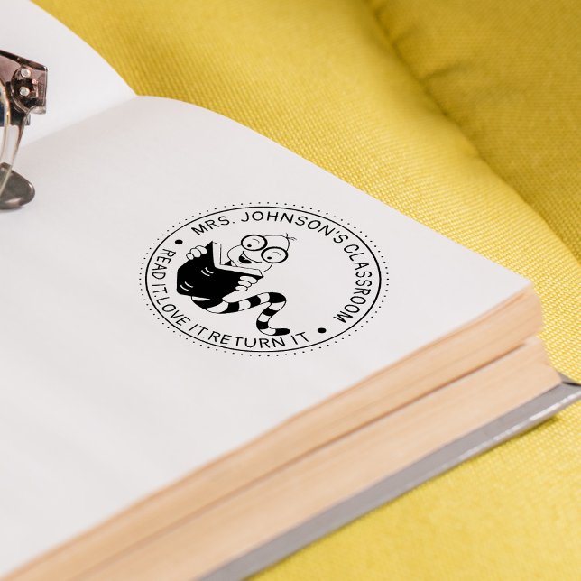 Bookworm Library Teachers Classroom Self-inking Stamp (Creator Uploaded)