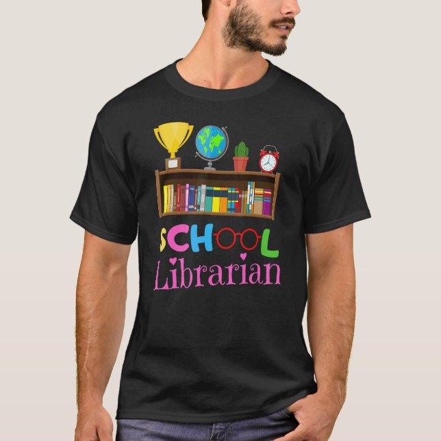 Bookworm Library Worker Cute School Librarian T-Shirt (Front)