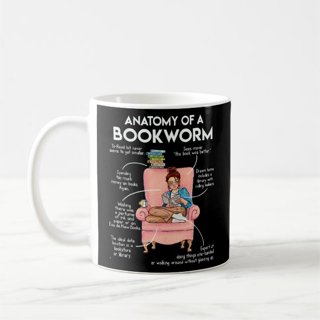 Bookworm Reading Books  Coffee Mug (Left)