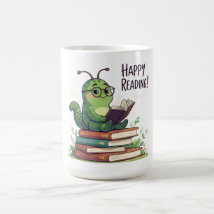 Bookworm Reading Design Coffee Mug
