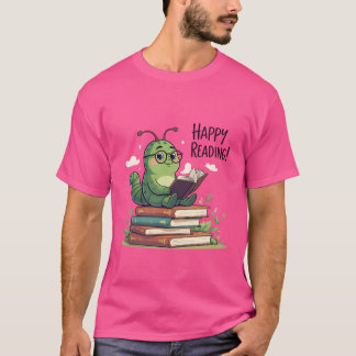 Bookworm Reading Design T-Shirt