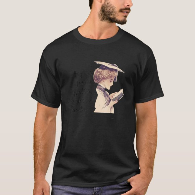 Bookworm Wine Drinker Funny Bookish Reader Librari T-Shirt (Front)