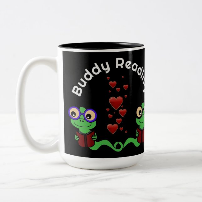 Bookworms Buddy Reading Two-Tone Coffee Mug (Left)