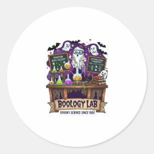 Boology Lab Spooky Science Ghost Scientist Potions Classic Round Sticker